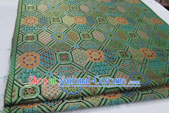 Chinese Traditional Ancient Costume Palace Pattern Mongolian Robe Green Brocade Tang Suit Fabric Hanfu Material