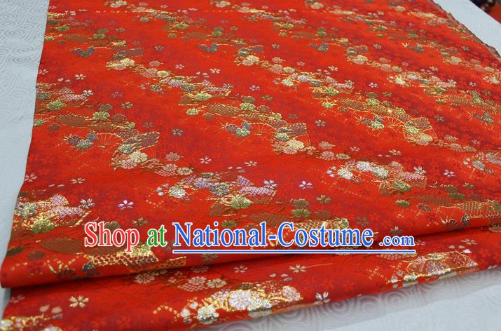 Chinese Traditional Ancient Costume Palace Pattern Cheongsam Red Brocade Tang Suit Fabric Hanfu Material