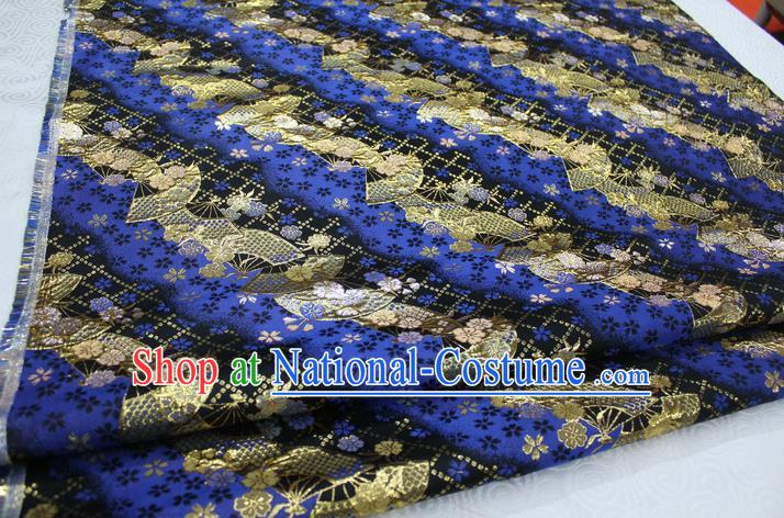 Chinese Traditional Ancient Costume Palace Pattern Cheongsam Blue Brocade Tang Suit Fabric Hanfu Material