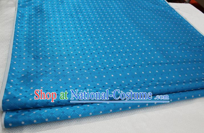 Chinese Traditional Ancient Costume Palace Pattern Mongolian Robe Cheongsam Blue Brocade Tang Suit Fabric Hanfu Material