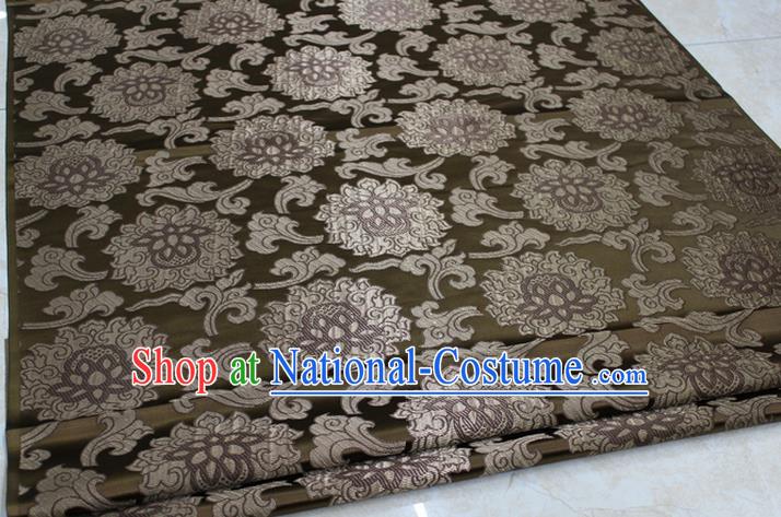 Chinese Traditional Ancient Costume Palace Lotus Pattern Mongolian Robe Bronze Brocade Tang Suit Fabric Hanfu Material