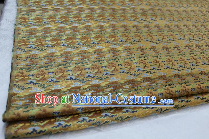 Chinese Traditional Ancient Costume Palace Lotus Pattern Mongolian Robe Golden Brocade Tang Suit Fabric Hanfu Material