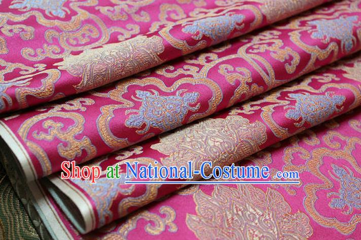 Chinese Traditional Ancient Costume Palace Lotus Pattern Mongolian Robe Cheongsam Pink Brocade Tang Suit Fabric Hanfu Material