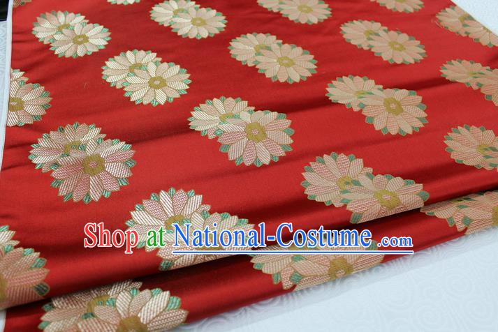 Chinese Traditional Ancient Costume Palace Flower Pattern Xiuhe Suit Cheongsam Red Brocade Cheongsam Satin Fabric Hanfu Material