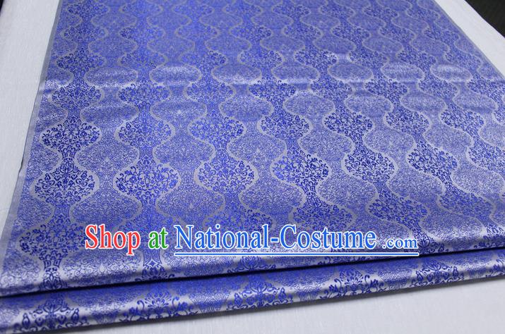 Chinese Traditional Ancient Costume Palace Pattern Cheongsam Mongolian Robe Blue Brocade Tang Suit Fabric Hanfu Material