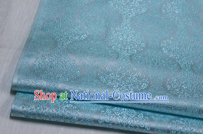 Chinese Traditional Ancient Costume Palace Pattern Cheongsam Mongolian Robe Light Blue Brocade Tang Suit Fabric Hanfu Material