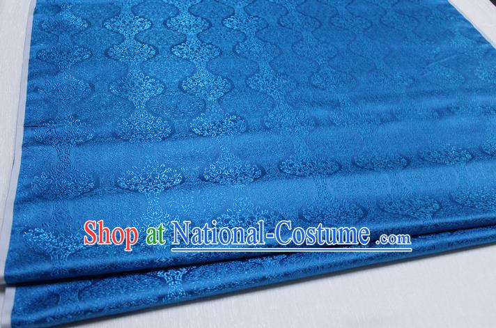 Chinese Traditional Ancient Costume Palace Pattern Cheongsam Mongolian Robe Blue Brocade Tang Suit Fabric Hanfu Material