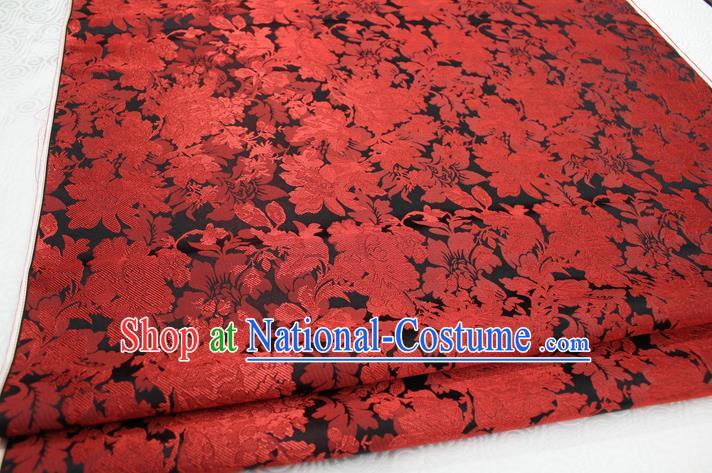 Chinese Traditional Ancient Costume Palace Red Flower Pattern Xiuhe Suit Brocade Cheongsam Satin Mongolian Robe Fabric Hanfu Material