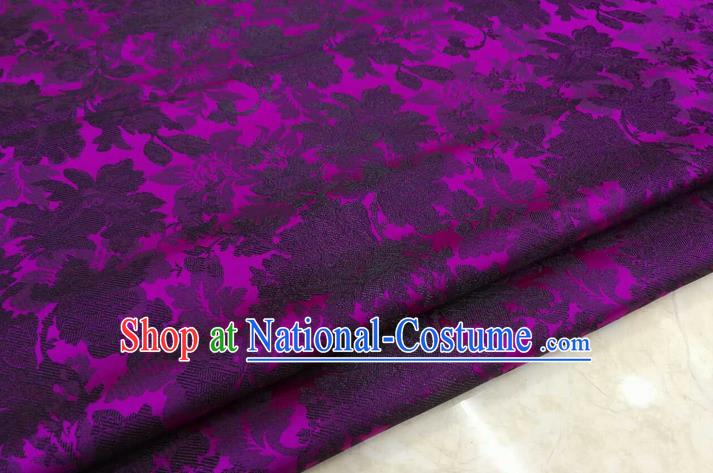 Chinese Traditional Ancient Costume Palace Flower Pattern Xiuhe Suit Purple Brocade Cheongsam Satin Mongolian Robe Fabric Hanfu Material