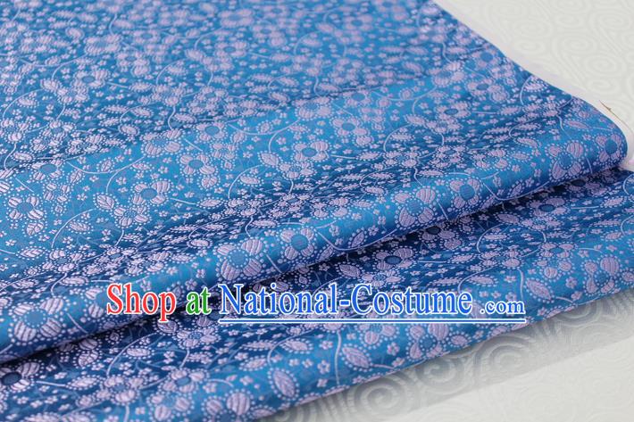 Chinese Traditional Ancient Costume Palace Pattern Cheongsam Tibetan Robe Blue Brocade Tang Suit Fabric Hanfu Material