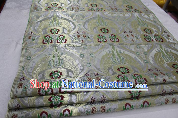 Chinese Traditional Ancient Costume Palace Pattern Cheongsam Tibetan Robe White Brocade Tang Suit Fabric Hanfu Material