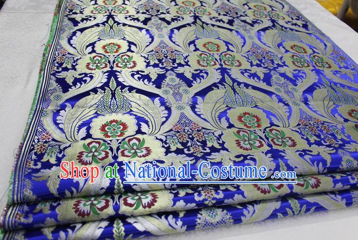 Chinese Traditional Ancient Costume Palace Pattern Cheongsam Tibetan Robe Royalblue Brocade Tang Suit Fabric Hanfu Material