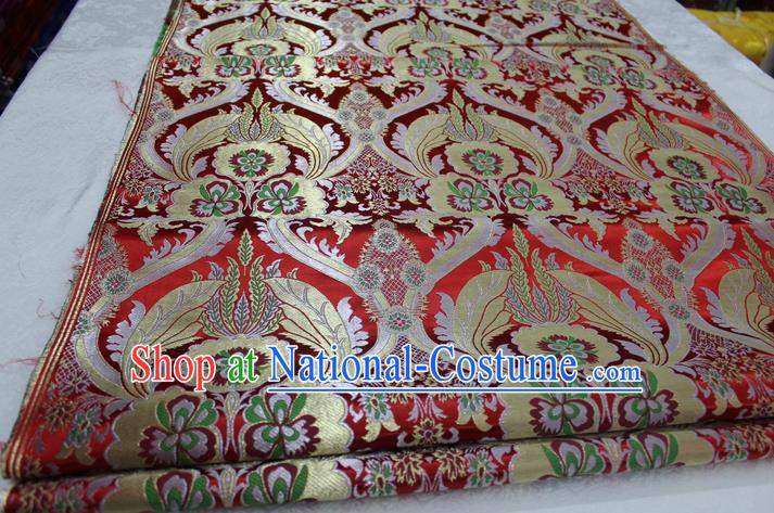 Chinese Traditional Ancient Costume Palace Pattern Cheongsam Tibetan Robe Red Brocade Tang Suit Fabric Hanfu Material