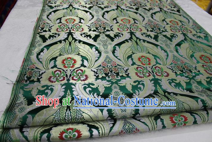 Chinese Traditional Ancient Costume Palace Pattern Cheongsam Tibetan Robe Green Brocade Tang Suit Fabric Hanfu Material