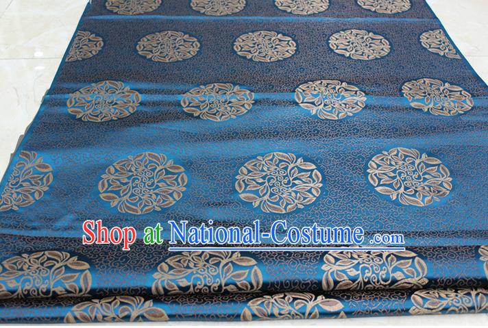 Chinese Traditional Ancient Costume Palace Pattern Cheongsam Tibetan Robe Blue Brocade Tang Suit Satin Fabric Hanfu Material