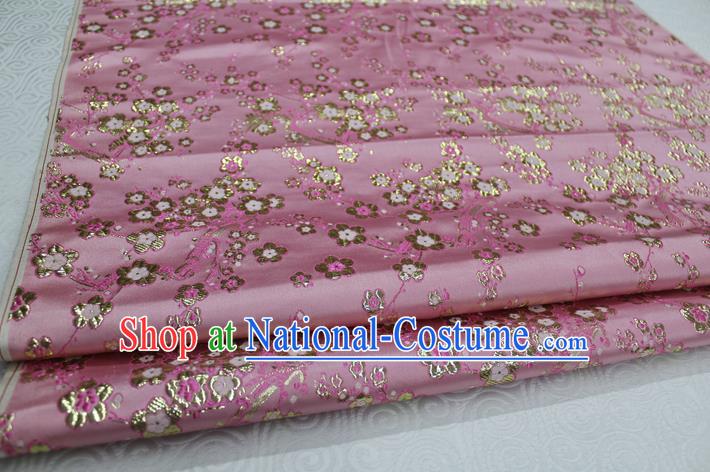 Chinese Traditional Ancient Costume Palace Wintersweet Pattern Cheongsam Pink Brocade Tang Suit Satin Fabric Hanfu Material