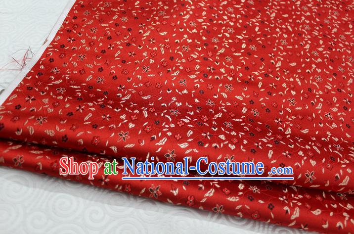 Chinese Traditional Ancient Costume Palace Flowers Pattern Cheongsam Red Brocade Tang Suit Satin Fabric Hanfu Material