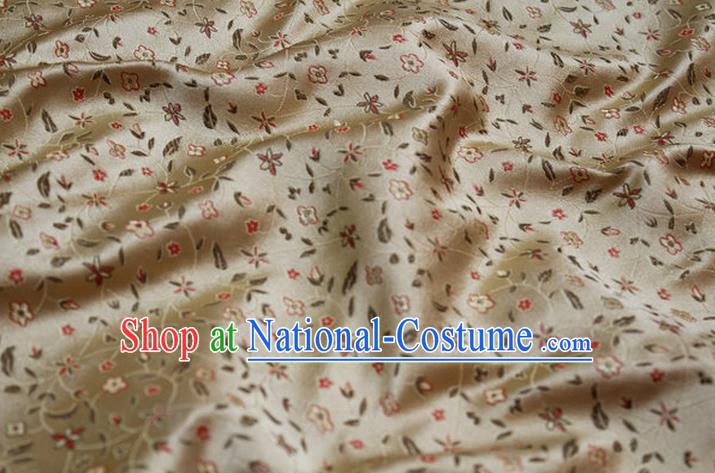 Chinese Traditional Ancient Costume Palace Flowers Pattern Cheongsam Golden Brocade Tang Suit Satin Fabric Hanfu Material