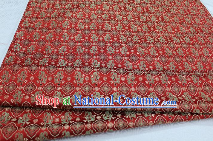 Chinese Traditional Ancient Costume Palace Pattern Tang Suit Cheongsam Red Brocade Satin Fabric Hanfu Material