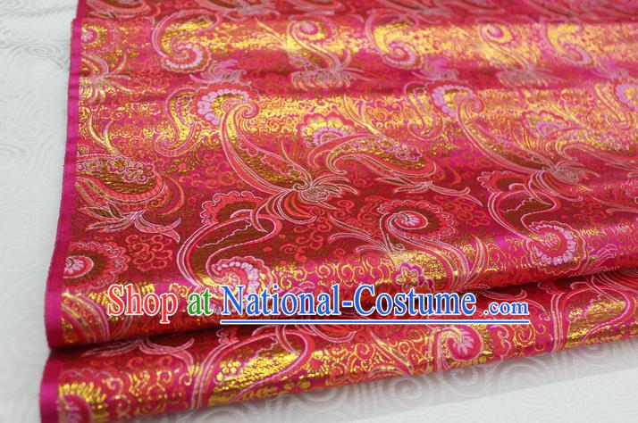 Chinese Traditional Ancient Costume Palace Pattern Tang Suit Cheongsam Red Brocade Mongolian Robe Satin Fabric Hanfu Material