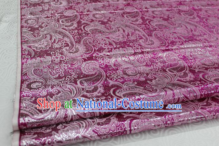 Chinese Traditional Ancient Costume Palace Pattern Tang Suit Cheongsam Purple Brocade Mongolian Robe Satin Fabric Hanfu Material