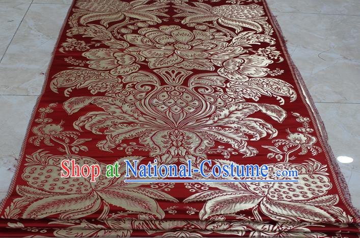 Chinese Traditional Ancient Costume Palace Pattern Tang Suit Xiuhe Suit Red Brocade Mongolian Robe Satin Fabric Hanfu Material