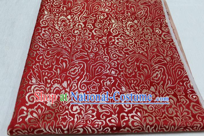 Chinese Traditional Ancient Costume Palace Phoenix Flower Pattern Tang Suit Red Brocade Cheongsam Satin Fabric Hanfu Material