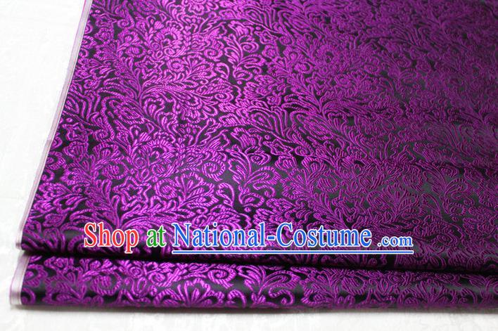 Chinese Traditional Ancient Costume Palace Phoenix Flower Pattern Tang Suit Brocade Cheongsam Purple Satin Fabric Hanfu Material