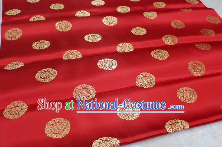 Chinese Traditional Ancient Costume Palace Longevity Pattern Cheongsam Red Brocade Tang Suit Satin Fabric Hanfu Material