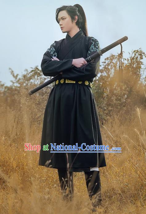 Traditional Chinese Ming Dynasty Swordsman Ancient Imperial Guard Hanfu Embroidered Fly Fish Clothing for Men