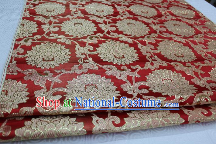 Chinese Traditional Ancient Costume Palace Pattern Xiuhe Suit Red Brocade Cheongsam Satin Mongolian Robe Fabric Hanfu Material