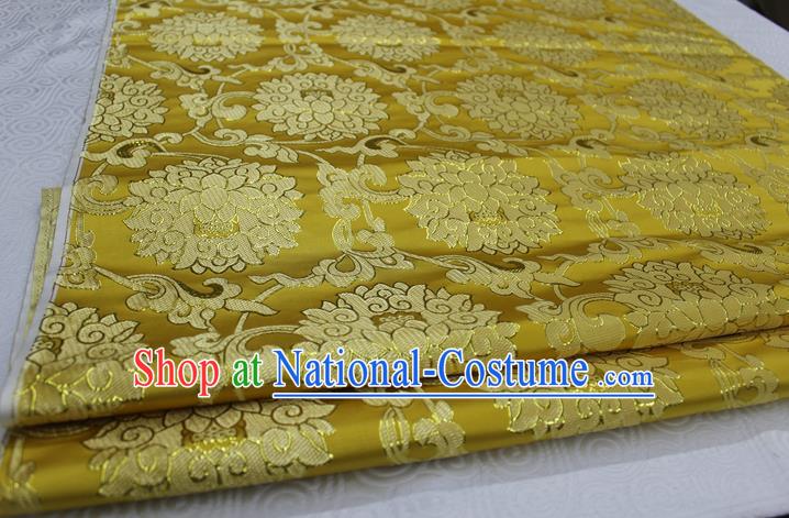 Chinese Traditional Ancient Costume Palace Pattern Xiuhe Suit Golden Brocade Cheongsam Satin Mongolian Robe Fabric Hanfu Material