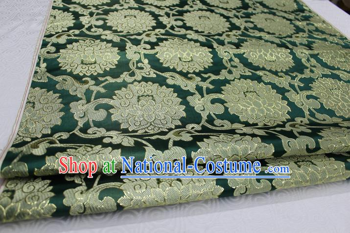 Chinese Traditional Ancient Costume Palace Pattern Xiuhe Suit Green Brocade Cheongsam Satin Mongolian Robe Fabric Hanfu Material