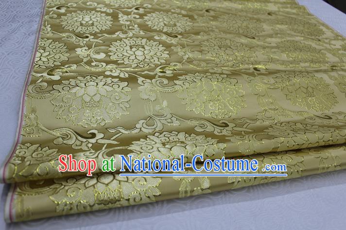 Chinese Traditional Ancient Costume Palace Pattern Xiuhe Suit Light Yellow Brocade Cheongsam Satin Mongolian Robe Fabric Hanfu Material