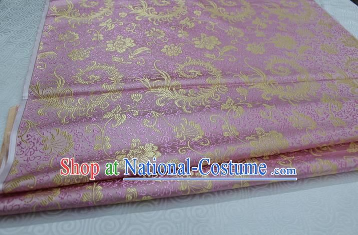 Chinese Traditional Ancient Costume Palace Ombre Flowers Pattern Xiuhe Suit Pink Brocade Cheongsam Satin Fabric Hanfu Material