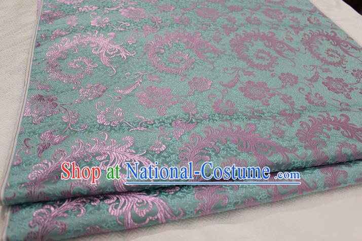 Chinese Traditional Ancient Costume Palace Ombre Flowers Pattern Xiuhe Suit Green Brocade Cheongsam Satin Fabric Hanfu Material