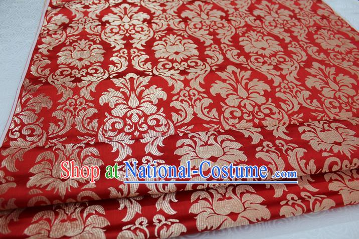 Chinese Traditional Ancient Costume Palace Pattern Xiuhe Suit Red Brocade Cheongsam Satin Fabric Hanfu Material