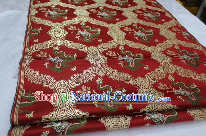 Chinese Traditional Ancient Costume Palace Dragon Pattern Cheongsam Purplish Red Nanjing Brocade Xiuhe Suit Satin Fabric Hanfu Material