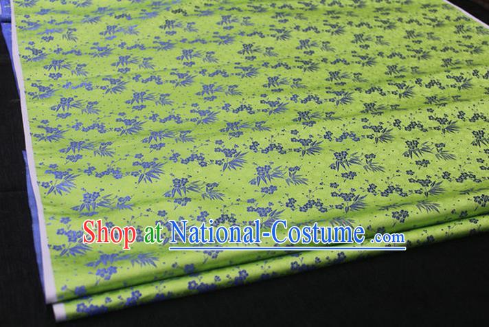 Chinese Traditional Ancient Costume Palace Bamboo Pattern Cheongsam Green Brocade Xiuhe Suit Satin Fabric Hanfu Material