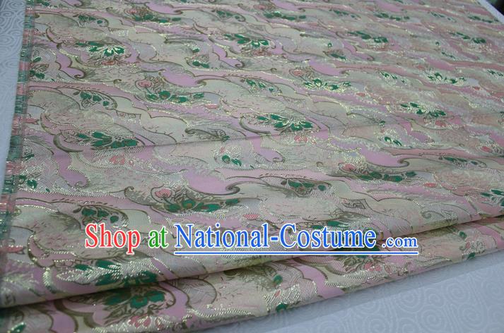 Chinese Traditional Ancient Costume Palace Pattern Kimono Cheongsam Pink Brocade Tang Suit Satin Fabric Hanfu Material