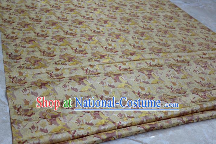 Chinese Traditional Ancient Costume Palace Flowers Pattern Kimono Yellow Brocade Tang Suit Satin Cheongsam Fabric Hanfu Material