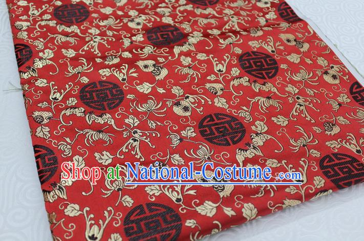 Chinese Traditional Ancient Costume Palace Pomegranate Pattern Cheongsam Red Brocade Tang Suit Satin Fabric Hanfu Material