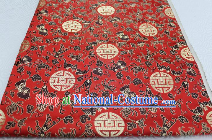 Chinese Traditional Ancient Costume Palace Pomegranate Pattern Cheongsam Red Brocade Tang Suit Satin Fabric Hanfu Material