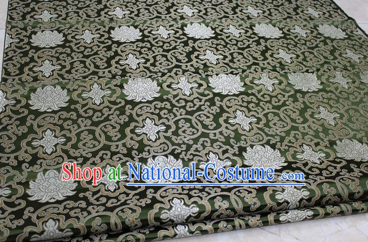 Chinese Traditional Ancient Costume Palace Pattern Mongolian Robe Deep Green Brocade Tang Suit Satin Cheongsam Fabric Hanfu Material