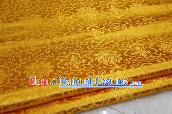 Chinese Traditional Ancient Costume Palace Pattern Mongolian Robe Yellow Brocade Tang Suit Satin Cheongsam Fabric Hanfu Material