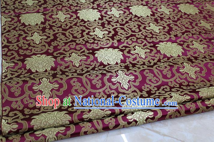 Chinese Traditional Ancient Costume Palace Pattern Mongolian Robe Purple Brocade Tang Suit Satin Cheongsam Fabric Hanfu Material