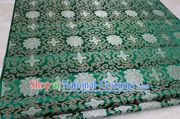 Chinese Traditional Ancient Costume Palace Pattern Mongolian Robe Green Brocade Tang Suit Satin Cheongsam Fabric Hanfu Material