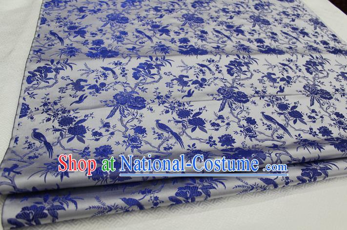 Chinese Traditional Ancient Costume Palace Magpies Plum Flower Pattern Grey Brocade Tang Suit Satin Cheongsam Fabric Hanfu Material