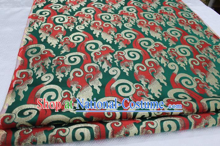 Chinese Traditional Ancient Costume Royal Palace Pattern Tang Suit Green Brocade Cheongsam Satin Fabric Hanfu Material