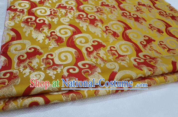 Chinese Traditional Ancient Costume Royal Palace Pattern Tang Suit Yellow Brocade Cheongsam Satin Fabric Hanfu Material